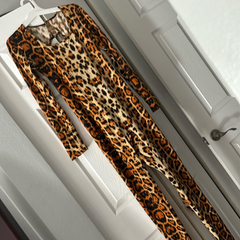 Cat print leotard